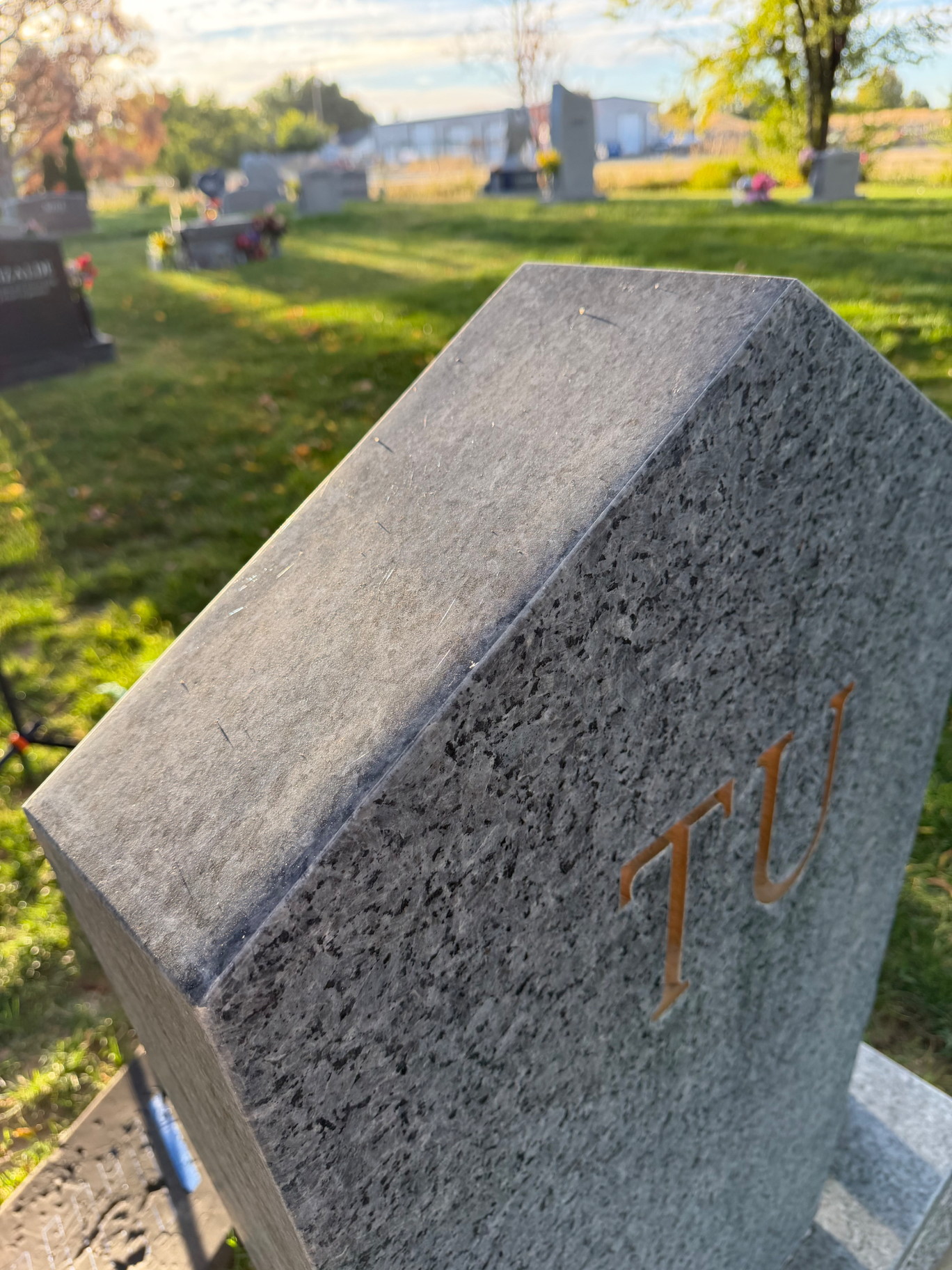 Upright monument front face before cleaning
