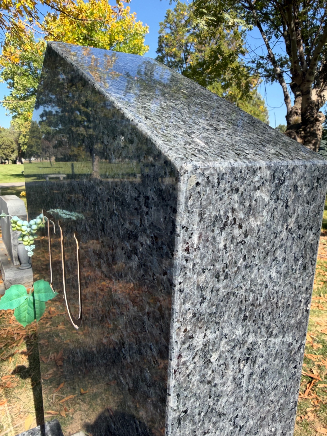 Upright monument side and top after cleaning