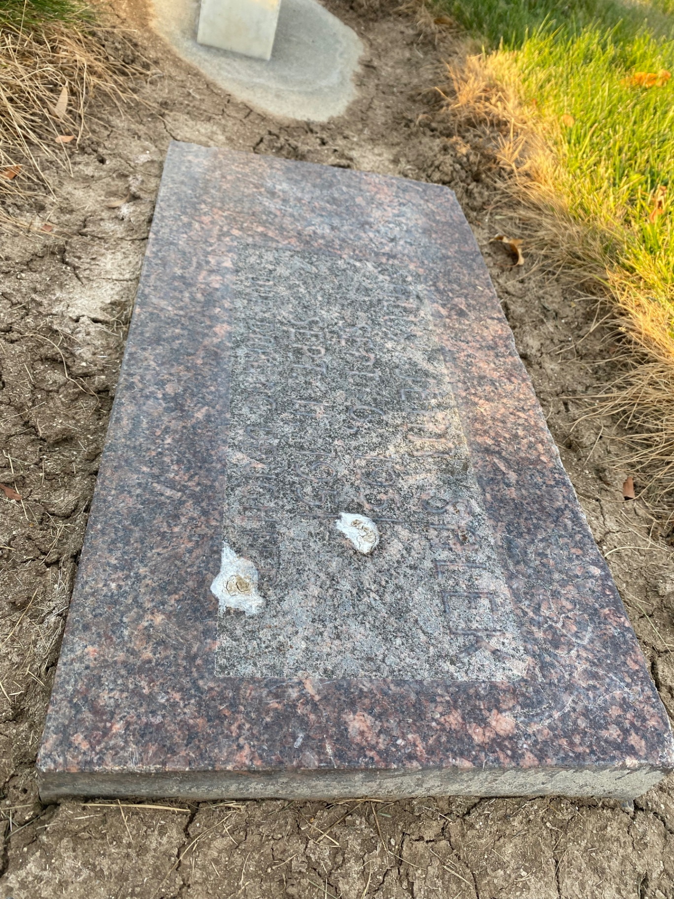 Flat granite marker before cleaning