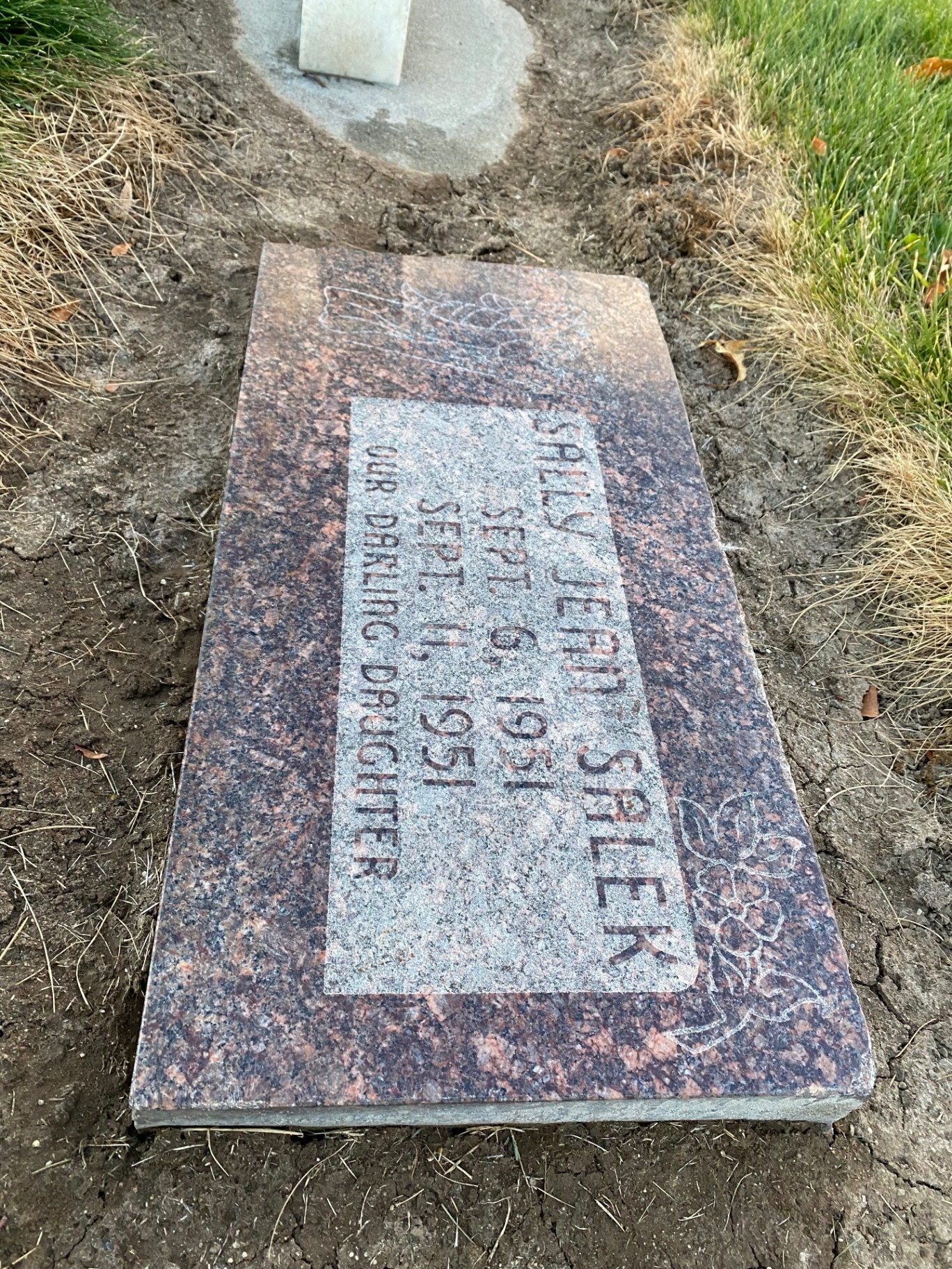 Flat granite marker after cleaning
